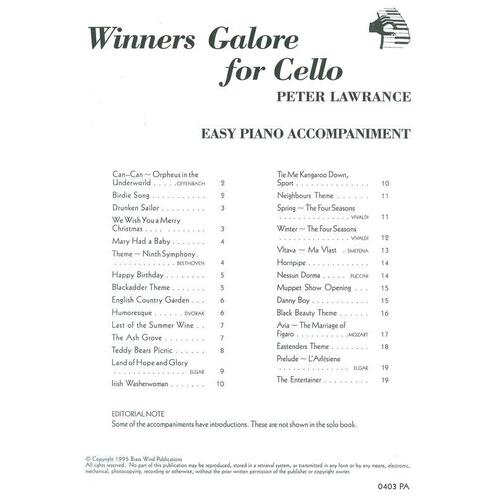 Winners Galore Cello Piano Accompaniment (Softcover Book)