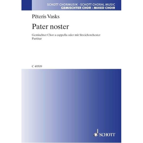 VASKS - Pater Noster SATB A Cappella Choral Score (Min Order 20)