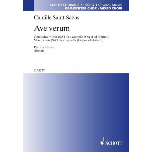Saint-Saens - Ave Verum SATB A Cappella Choral Score (Minimum 20 Copies)