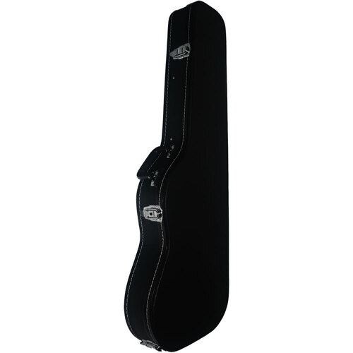 FZONE Black Wooden Electric Guitar Case for Strat or Tele Style with Plush Lining and Chrome Locks