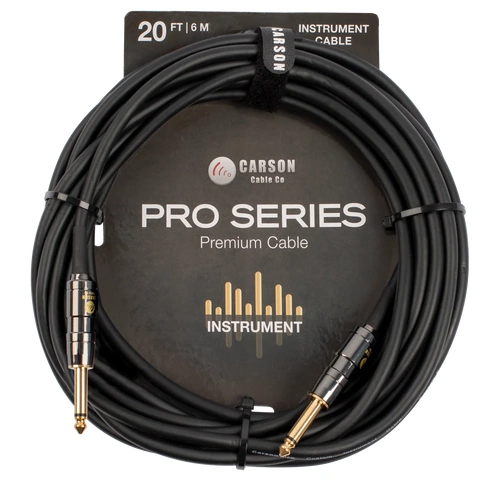 Carson Cable Co Pro 20ft Guitar Cable - Straight Jacks, Chrome, Heavy Duty