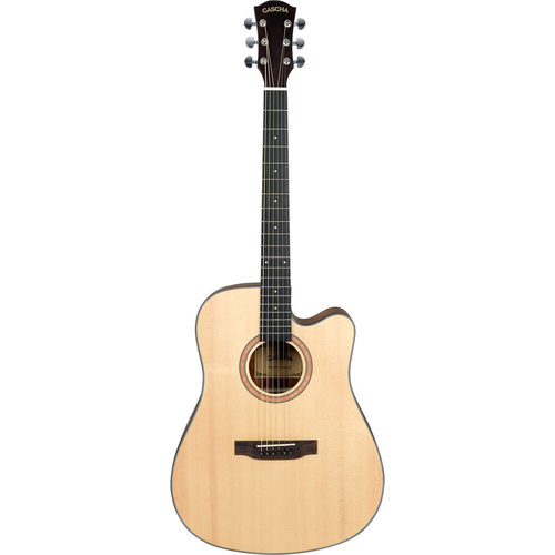 Cascha Performer Series CGA300 Dreadnought Acoustic Guitar Natural Finish with Gig Bag