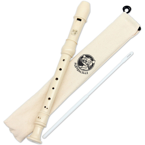 Cascha Ivory Descant Soprano Recorder with Baroque Fingering, 3-Piece ABS Plastic, Includes Soft Pouch and Cleaning Rod