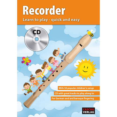 Cascha Learn To Play Recorder Method Book/CD with 50 Children's Songs, A4 Format, German & Baroque Fingering, 64 Pages