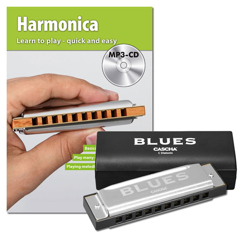 Cascha Blues Harmonica Set in C Major with Tutorial, Case, and Cleaning Cloth
