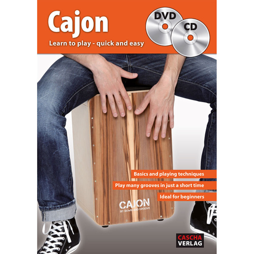 Cascha Learn To Play Cajon Method Book/CD & DVD - Beginner's Guide with Techniques, Grooves, Photos, 40 Pages, A4 Format, Staple Bound