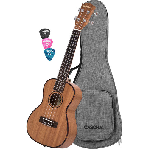 Cascha Mahogany Series Left-Handed Concert Ukulele with Carry Bag and Picks