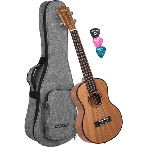 Cascha Mahogany Series Left-Handed Tenor Ukulele Starter Pack with Case and Picks