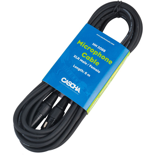 Cascha 20ft XLR Microphone Cable (Male to Female) - High Quality, Shielded Copper, Black PVC, Ideal for Musicians and Gamers