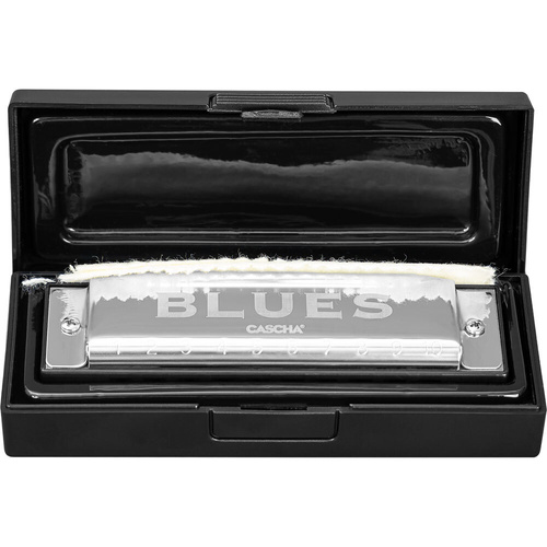 Cascha Blues Harp Harmonica in Key of Bb with Brass Reed Plates, Case & Cloth