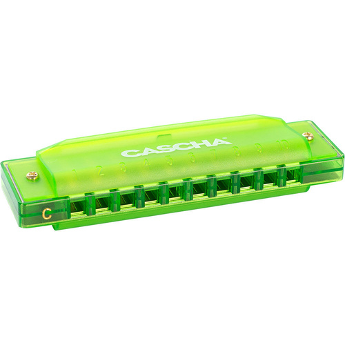 Cascha Fun Series 10-Hole Diatonic Harmonica in C-Major - Transparent Green with Hard Case