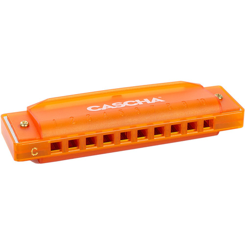 Cascha Fun Series 10-Hole Diatonic Harmonica in C-Major with Transparent Orange Design and Hard Case