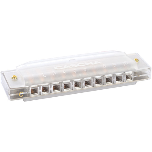 Cascha Fun Series 10-Hole Diatonic Harmonica in C-Major with Transparent Clear ABS Housing and Hard Case