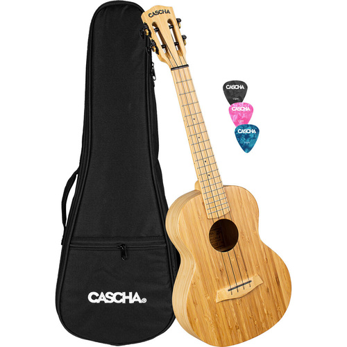 Cascha Bamboo Series Tenor Ukulele with Carrying Case and Picks
