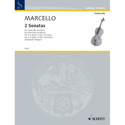 Marcello - 2 Sonatas for Cello and Piano, G Major & C Major, Schott Music, 44 Pages