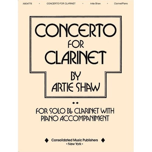 Artie Shaw - Concerto For Clarinet/Piano (Softcover Book)