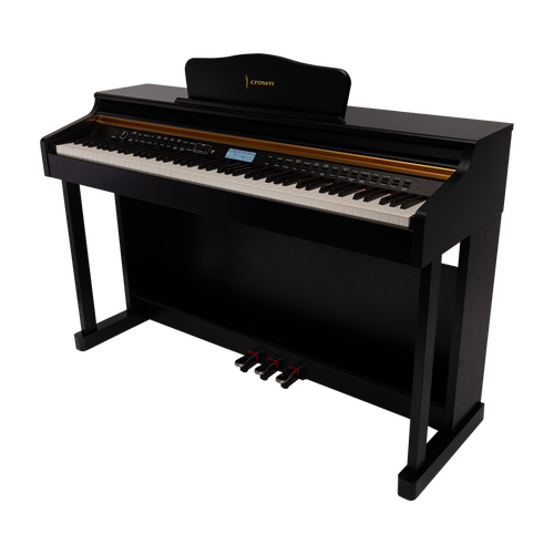 Crown CDP-913 Black Upright 88-Key Weighted Digital Piano with French Dream Sound Engine