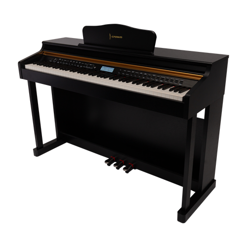 Crown CDP-913 Black Upright 88-Key Digital Piano with French Dream Sound Engine and 600 Tones