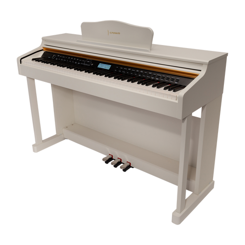 Crown CDP-913 White 88-Key Upright Digital Piano with Hammer-Action Keyboard and French Dream Sound Engine