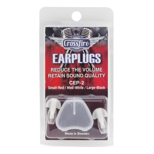 Crossfire Deluxe Medium Earplugs - White, Class-3 Protection (18-21dB), Reusable, Made in Sweden, Guitar Accessories