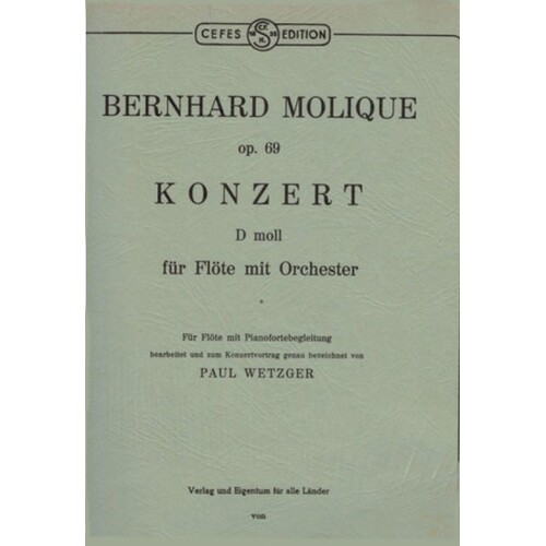 Molique - Concerto D Min Op 69 Flute/Piano (Softcover Book)