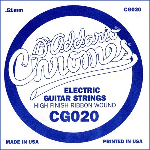 D'Addario CG020 Flat Wound Electric Guitar Single String, .020