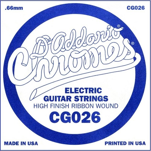 D'Addario CG026 Flat Wound Electric Guitar Single String, .026