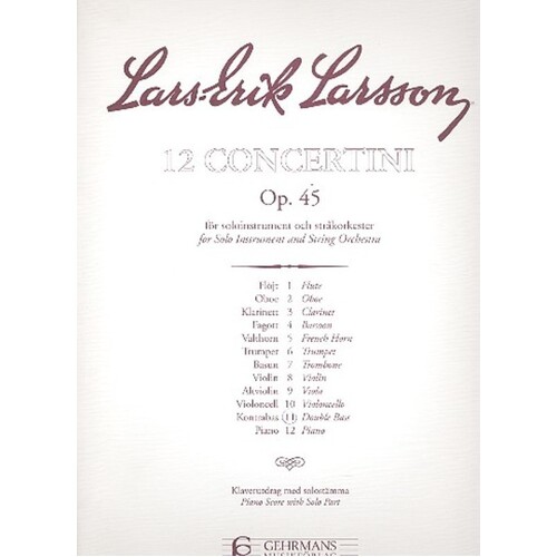 Concertino Op 45 No 11 Double Bass/Piano Book