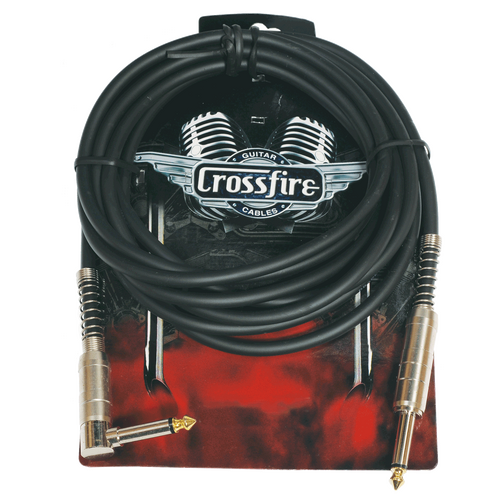 Crossfire 10' / 3 Metre Instrument Cable with Straight-Angle Metal Jacks and Gold Plated Tips