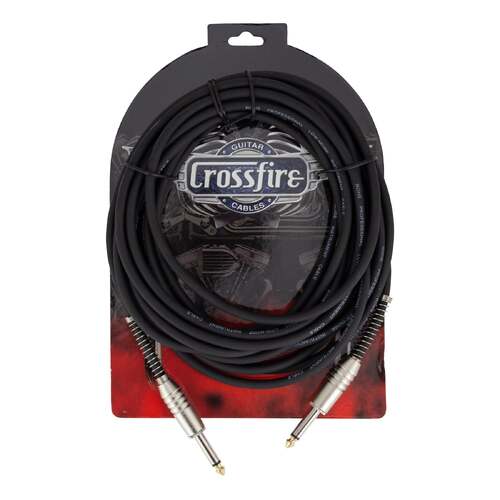 Crossfire 20' / 6 Metre Instrument Cable with Chrome Straight Jacks and Gold Plated Tips