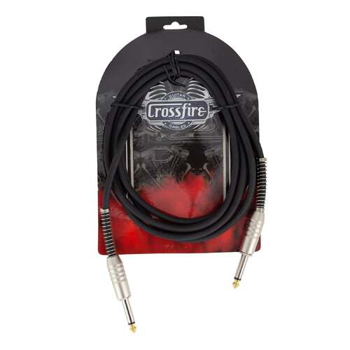 Crossfire 6' / 2 Metre Instrument Cable with Straight Metal Jacks and Gold Plated Tips