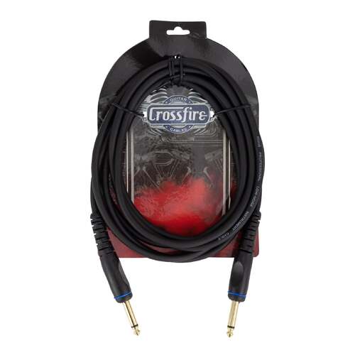Crossfire 10' / 3 Metre Instrument Cable with Straight Moulded Jacks and Gold Plated Tips