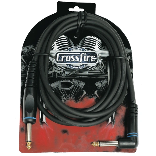 Crossfire 10' / 3 Metre Instrument Cable with Right Angle and Straight Moulded Jacks
