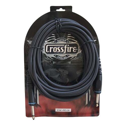 Crossfire 20' / 6 Metre Instrument Cable with Straight Moulded Jacks and Gold Plated Tips