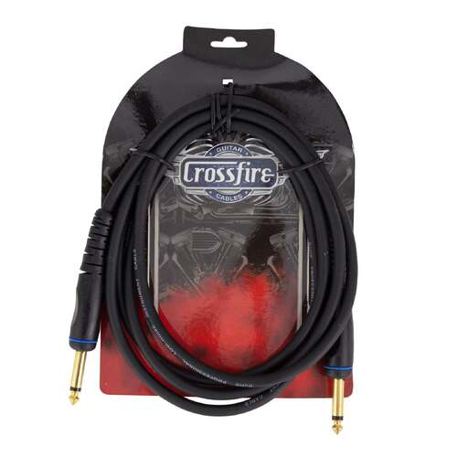 Crossfire 6' / 2 Metre Instrument Cable with Straight Moulded Jacks and Gold Plated Tips