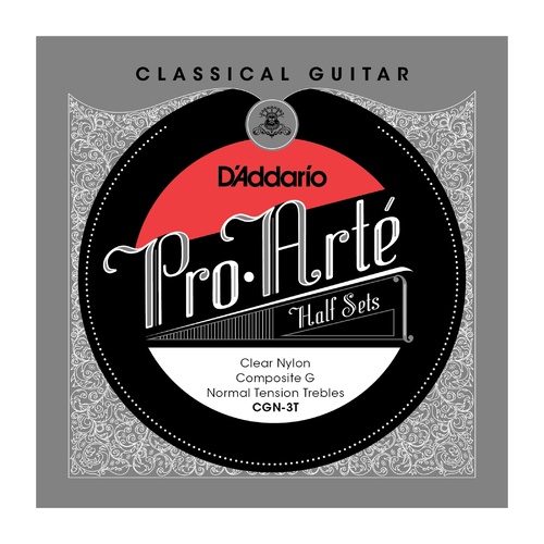 D'Addario CGN-3T Pro-Arte Clear Nylon w- Composite G Classical Guitar Half Set, Normal Tension