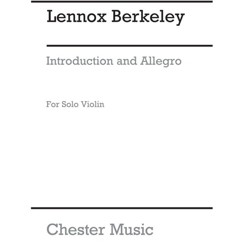 Berkeley - Introduction And Allegro Op 24 Solo Violin (Softcover Book)