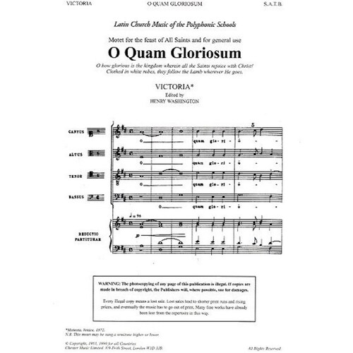 Victoria Motet O Quam Gloriosum SATB