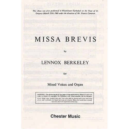 Berkeley Missa Brevis SATB