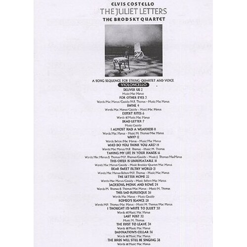 Costello E. Juliet Letters Set Of Parts