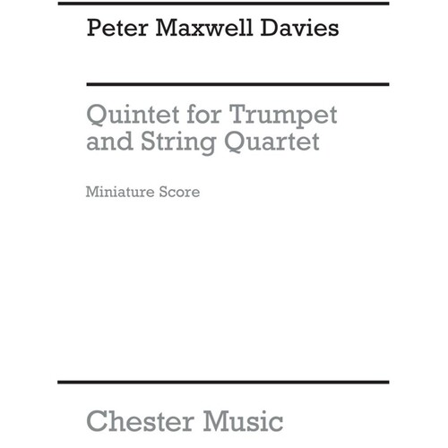 Peter Maxwell Davies Qunitet Trumpet (Music Score) Book