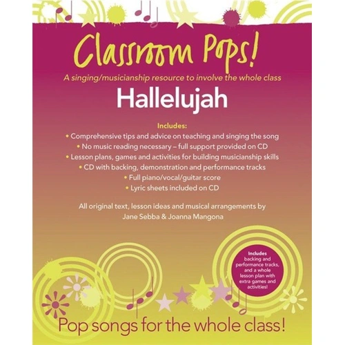 Classroom Pops Hallelujah Book/CD by Jeff Buckley, Arranged by Barrie Carson Turner, Chester Music, 6 Pages, Guitar & Piano