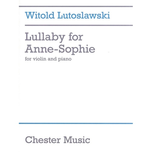 Lullaby For Anne-Sophie Violin/Piano (Softcover Book)