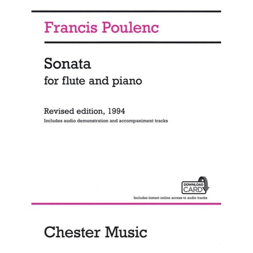 Poulenc Sonata for Flute and Piano, Edited by Carl Schmidt, with Download Card for Audio Tracks, 56 Pages, Chester Music