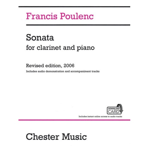 Sonata for Clarinet and Piano Audio Edition by Francis Poulenc, 36 Pages, Includes Download Card for Demonstration Tracks