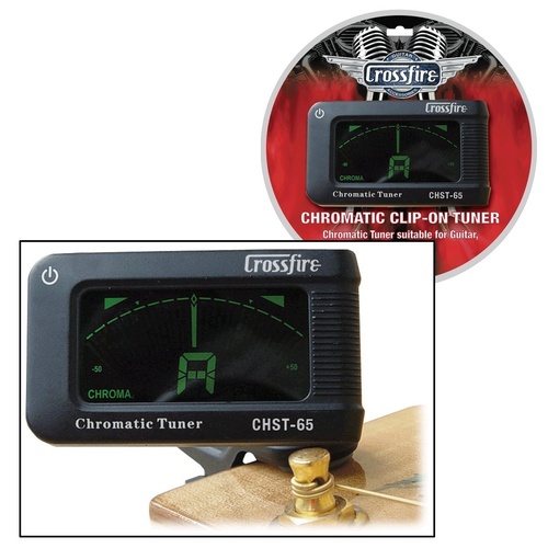 Crossfire Clip-On Headstock Tuner for Guitar  Bass  Ukulele & Violin