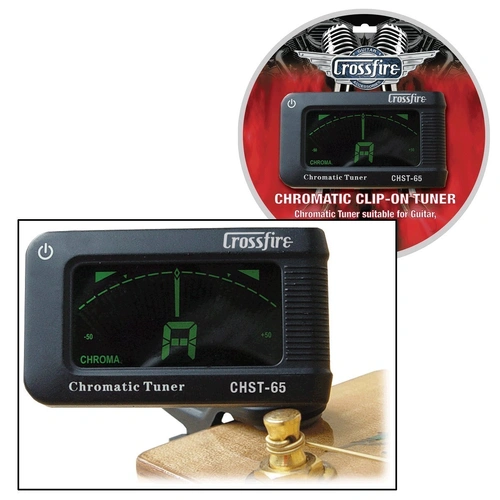 Crossfire CHST-65 Clip-On Chromatic Headstock Tuner for Guitar, Bass, Ukulele, Violin