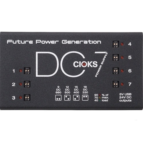 Cioks DC7 Power Supply with 7 Isolated DC Outlets, 5V USB, 24V Aux Out, 48W Total Power, and Low Noise Design