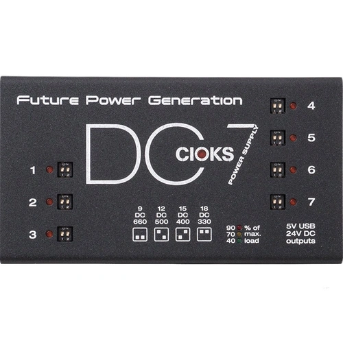 Cioks DC7 Power Supply with 7 Isolated DC Outlets, 5V USB, 24V Auxiliary, 48W Max Output, 1-Inch Profile, Includes Flex Cables