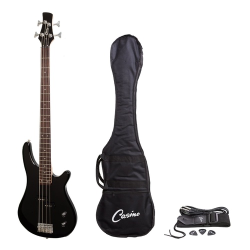 Casino 100 Series Tune-Style Electric Bass Guitar Set (Black)
